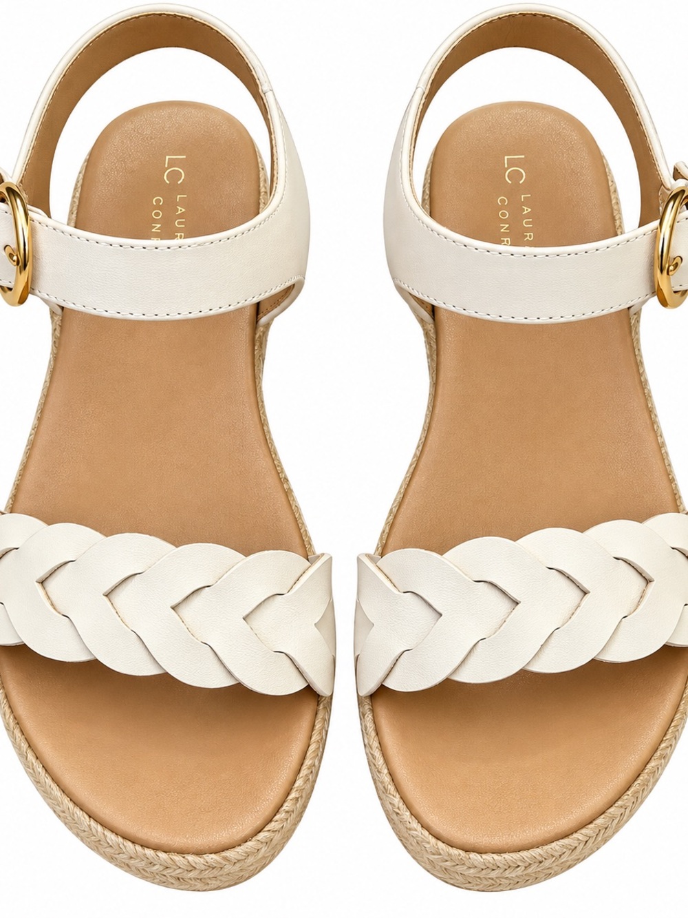 LC Lauren Conrad Jodee Braided Espadrille Flatform Sandals Beige Size 6